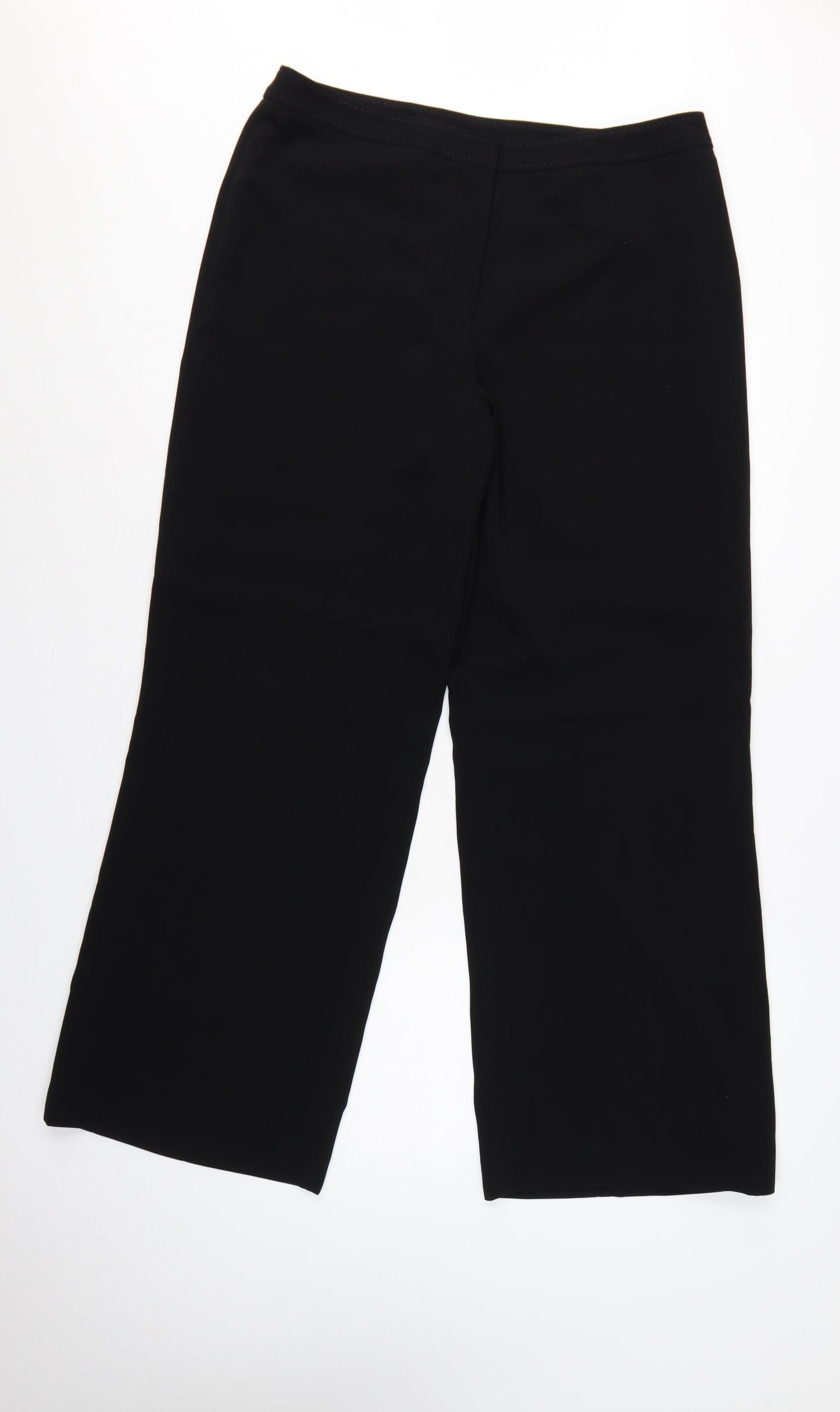 Artigiano Women Black UK 16 Wide-Leg Dress Trousers Lined