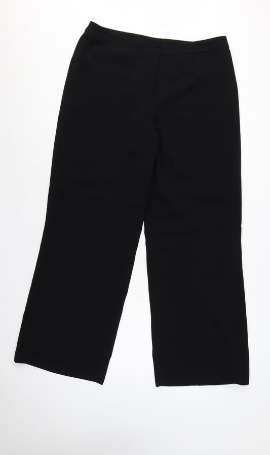 Artigiano Women Black UK 16 Wide-Leg Dress Trousers Lined