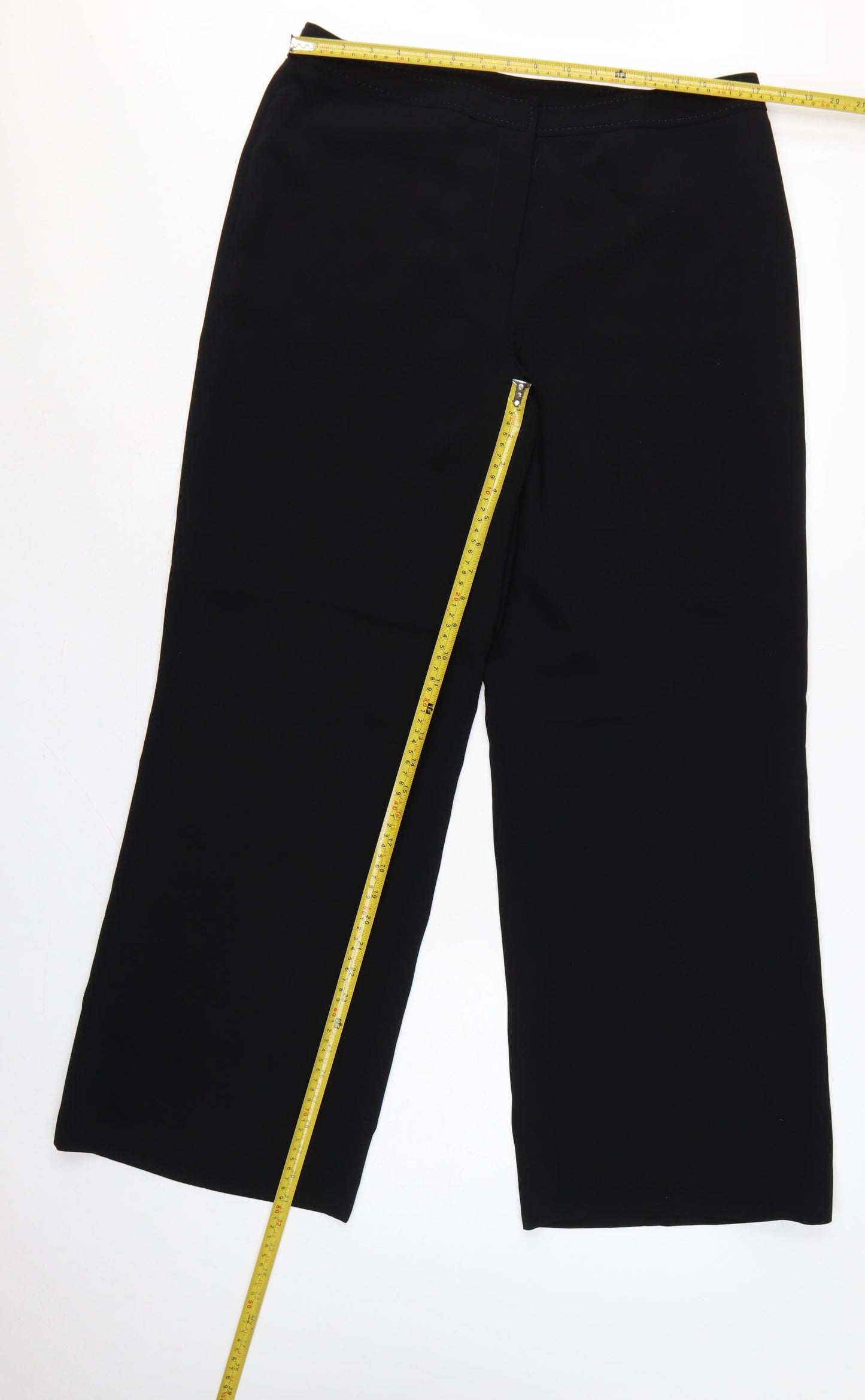 Artigiano Women Black UK 16 Wide-Leg Dress Trousers Lined