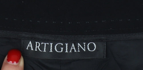 Artigiano Women Black UK 16 Wide-Leg Dress Trousers Lined