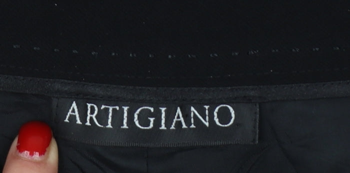 Artigiano Women Black UK 16 Wide-Leg Dress Trousers Lined