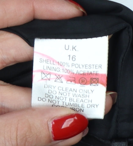 Artigiano Women Black UK 16 Wide-Leg Dress Trousers Lined