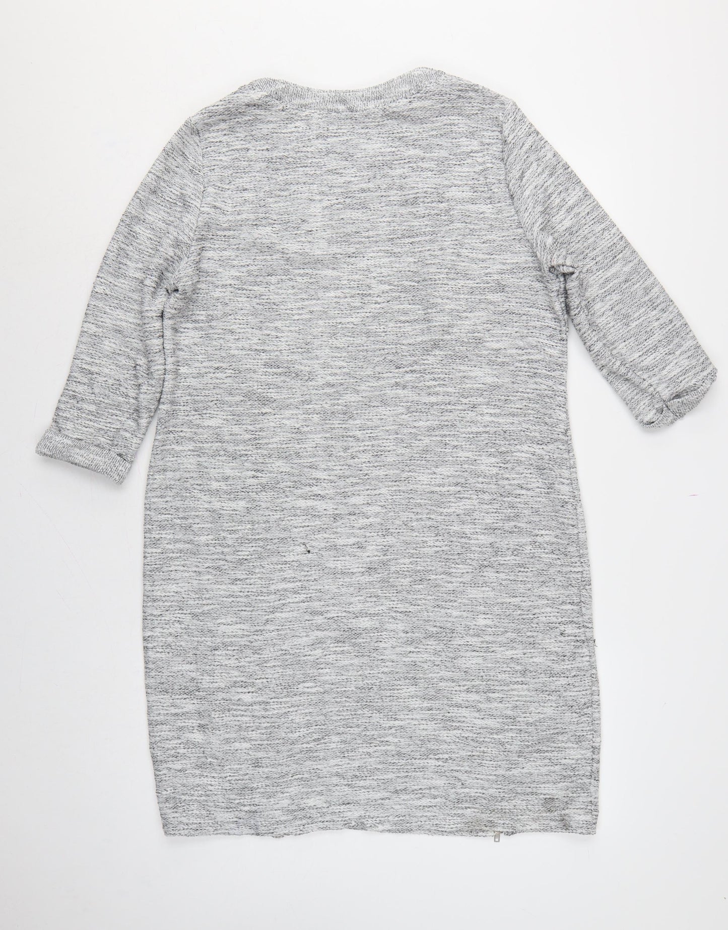 M&S Women Grey Size 18 Long Knit Jumper Dress Raglan Zip Hem