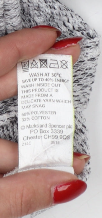 M&S Women Grey Size 18 Long Knit Jumper Dress Raglan Zip Hem