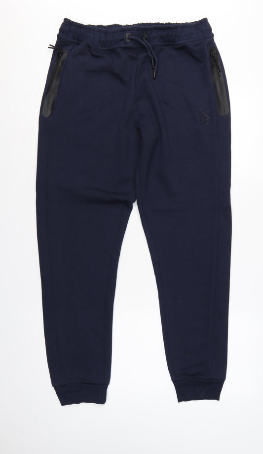 Next Men’s Blue M Long Leg Jogger Trousers Zip Pockets