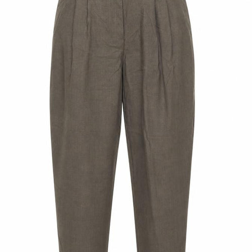 H&M Women Brown UK 10 High Waist Pleated Tapered Dress Trousers