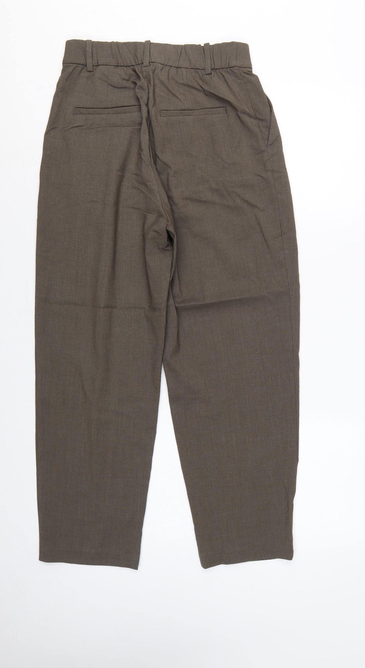 H&M Women Brown UK 10 High Waist Pleated Tapered Dress Trousers