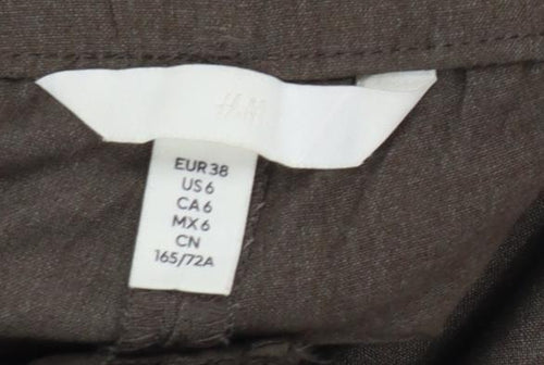 H&M Women Brown UK 10 High Waist Pleated Tapered Dress Trousers