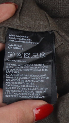 H&M Women Brown UK 10 High Waist Pleated Tapered Dress Trousers