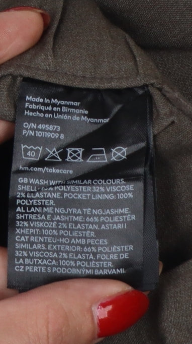H&M Women Brown UK 10 High Waist Pleated Tapered Dress Trousers