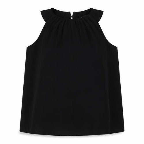 Warehouse Women Black UK 10 Sleeveless High Neck Ruffle Blouse