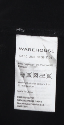 Warehouse Women Black UK 10 Sleeveless High Neck Ruffle Blouse