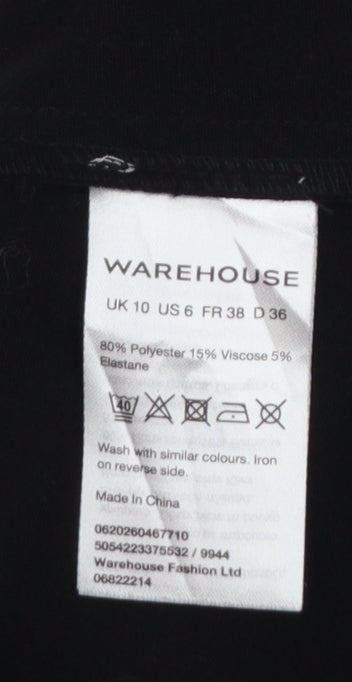 Warehouse Women Black UK 10 Sleeveless High Neck Ruffle Blouse