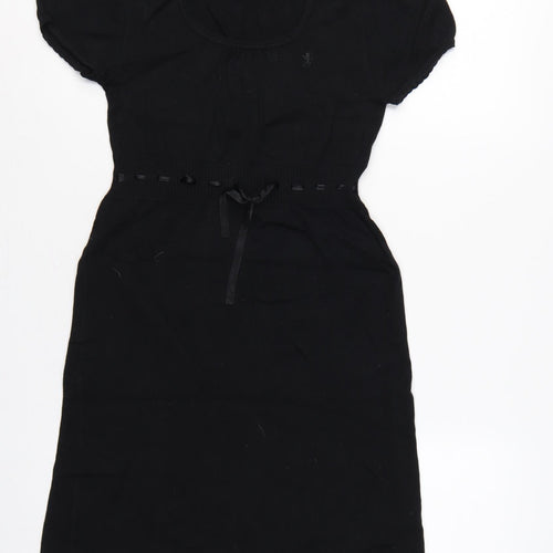 edc by Esprit Women Black L Knit Knee Length Puff Sleeve Jumper Dress