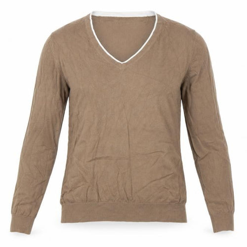 Lobster Women Brown M V-Neck Cotton Knit Golf Pullover Jumper