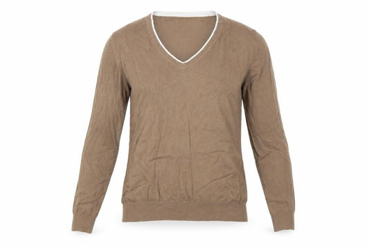 Lobster Women Brown M V-Neck Cotton Knit Golf Pullover Jumper