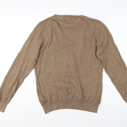 Lobster Women Brown M V-Neck Cotton Knit Golf Pullover Jumper
