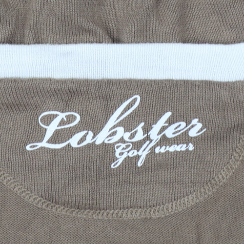 Lobster Women Brown M V-Neck Cotton Knit Golf Pullover Jumper