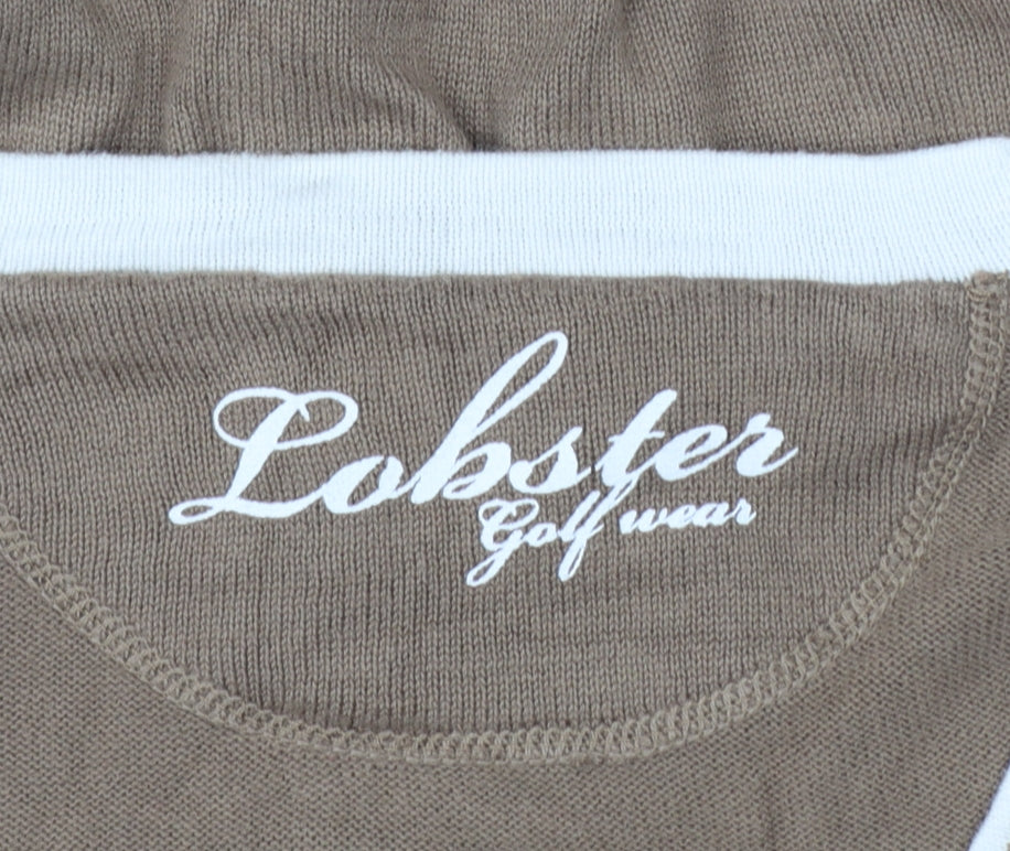 Lobster Women Brown M V-Neck Cotton Knit Golf Pullover Jumper