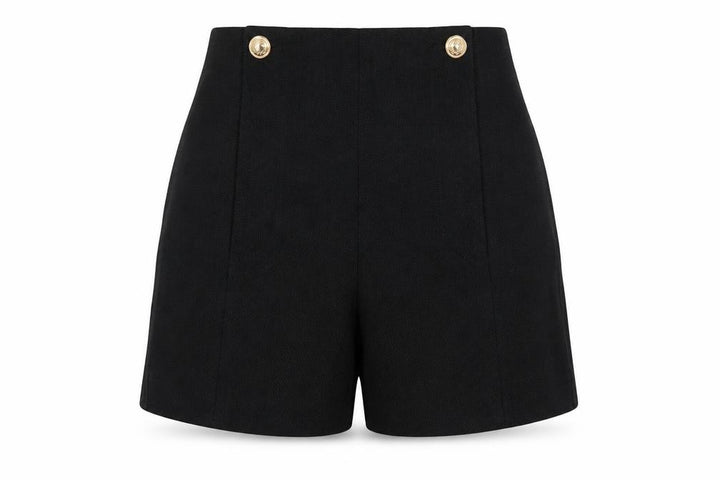 H&M Women Black UK 8 High Rise Sailor Shorts Gold Button
