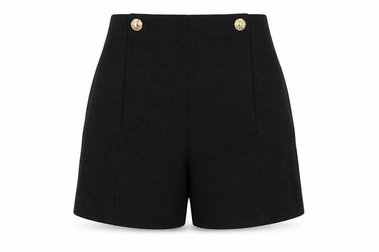 H&M Women Black UK 8 High Rise Sailor Shorts Gold Button