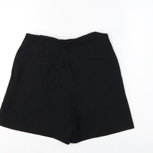 H&M Women Black UK 8 High Rise Sailor Shorts Gold Button
