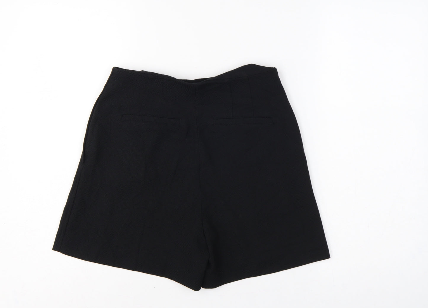 H&M Women Black UK 8 High Rise Sailor Shorts Gold Button