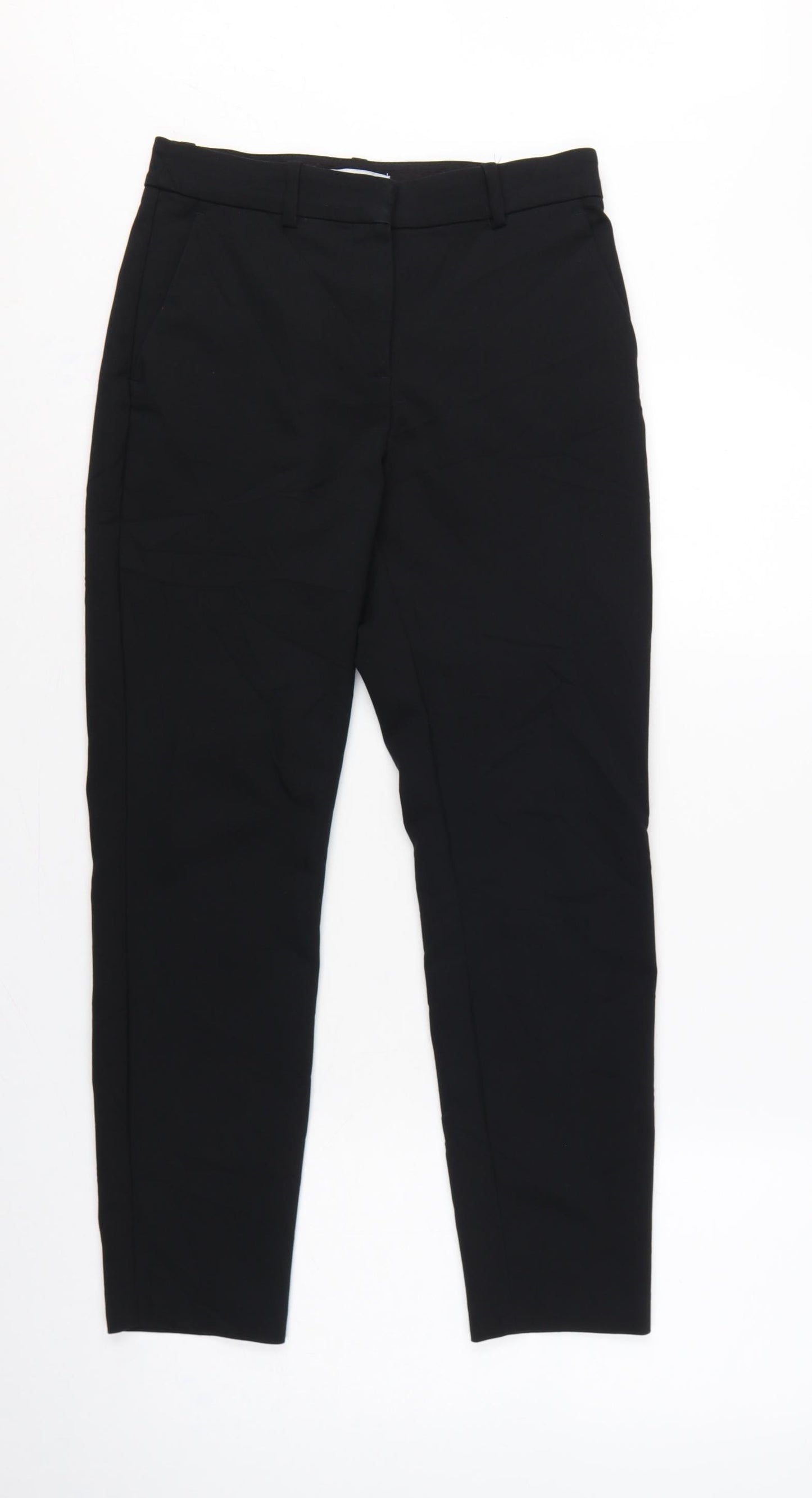H&M Women’s Black UK 8 Tailored Straight Dress Trousers Pockets