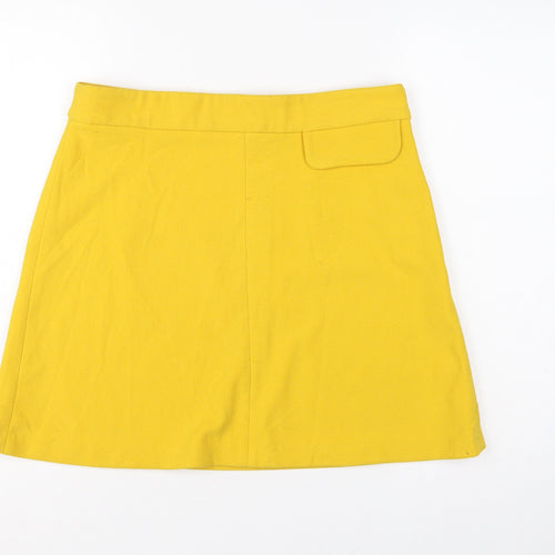 ASOS Women Yellow UK 16 A-Line High Rise Mini Skirt Lined