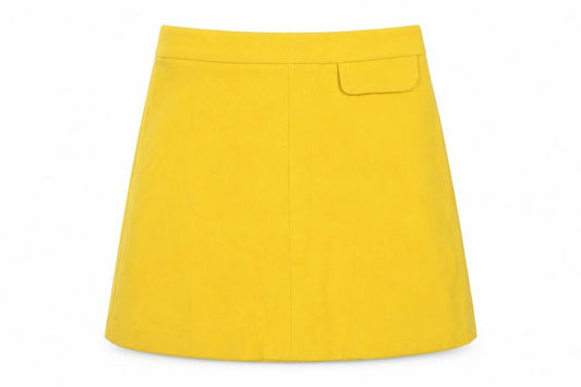 ASOS Women Yellow UK 16 A-Line High Rise Mini Skirt Lined