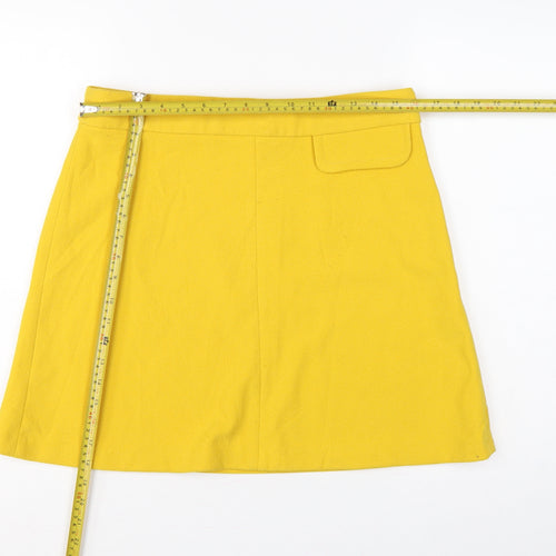 ASOS Women Yellow UK 16 A-Line High Rise Mini Skirt Lined