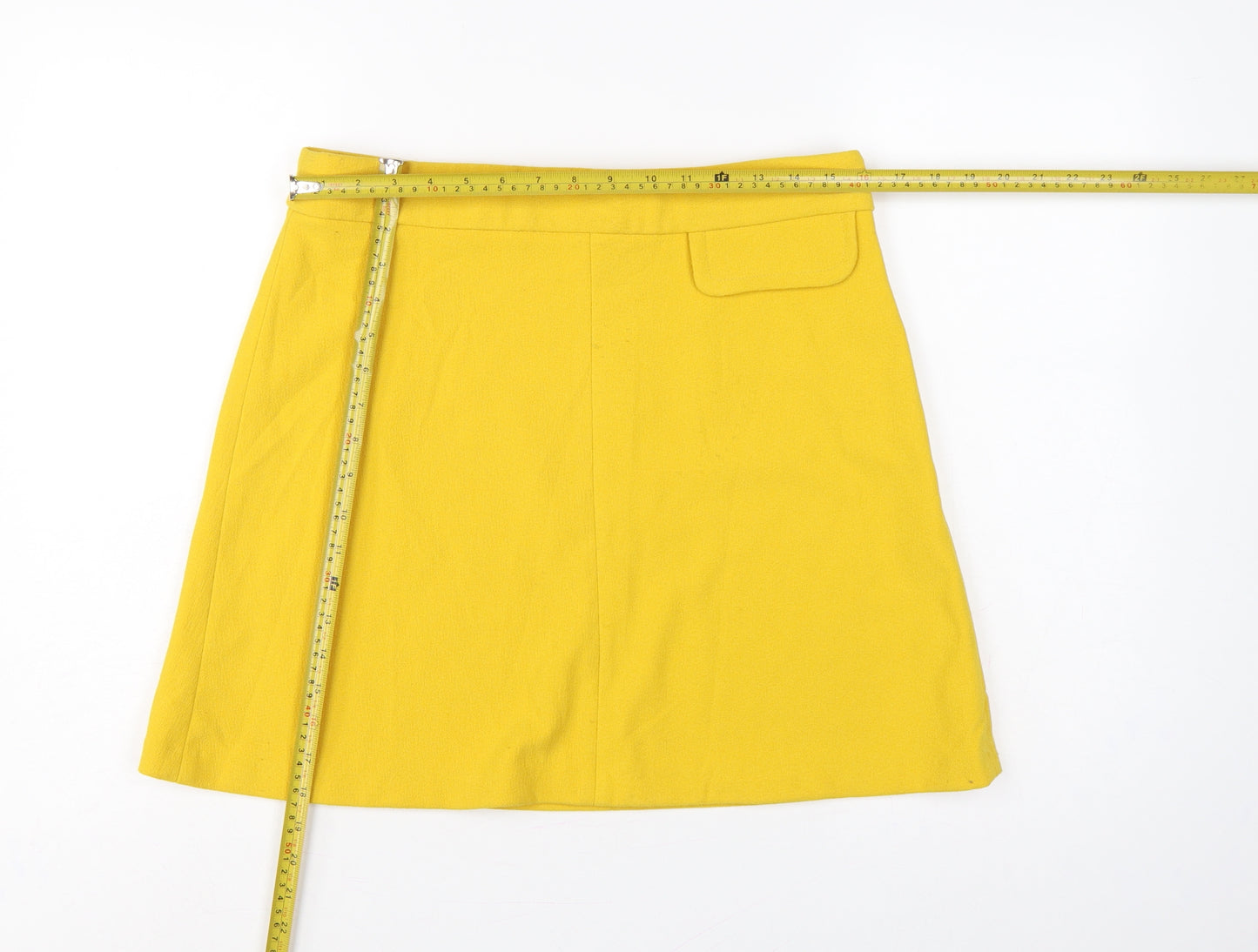 ASOS Women Yellow UK 16 A-Line High Rise Mini Skirt Lined
