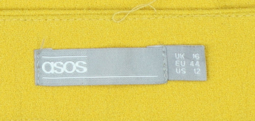 ASOS Women Yellow UK 16 A-Line High Rise Mini Skirt Lined