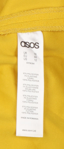 ASOS Women Yellow UK 16 A-Line High Rise Mini Skirt Lined
