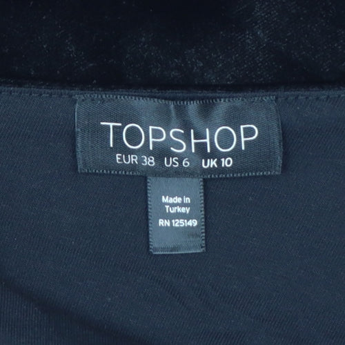 Topshop Women Black UK 10 Velvet One Shoulder Bodycon Mini Dress