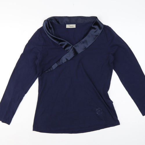 Temperley London Women’s Blue M Cotton Wrap V-Neck Long Sleeve Blouse