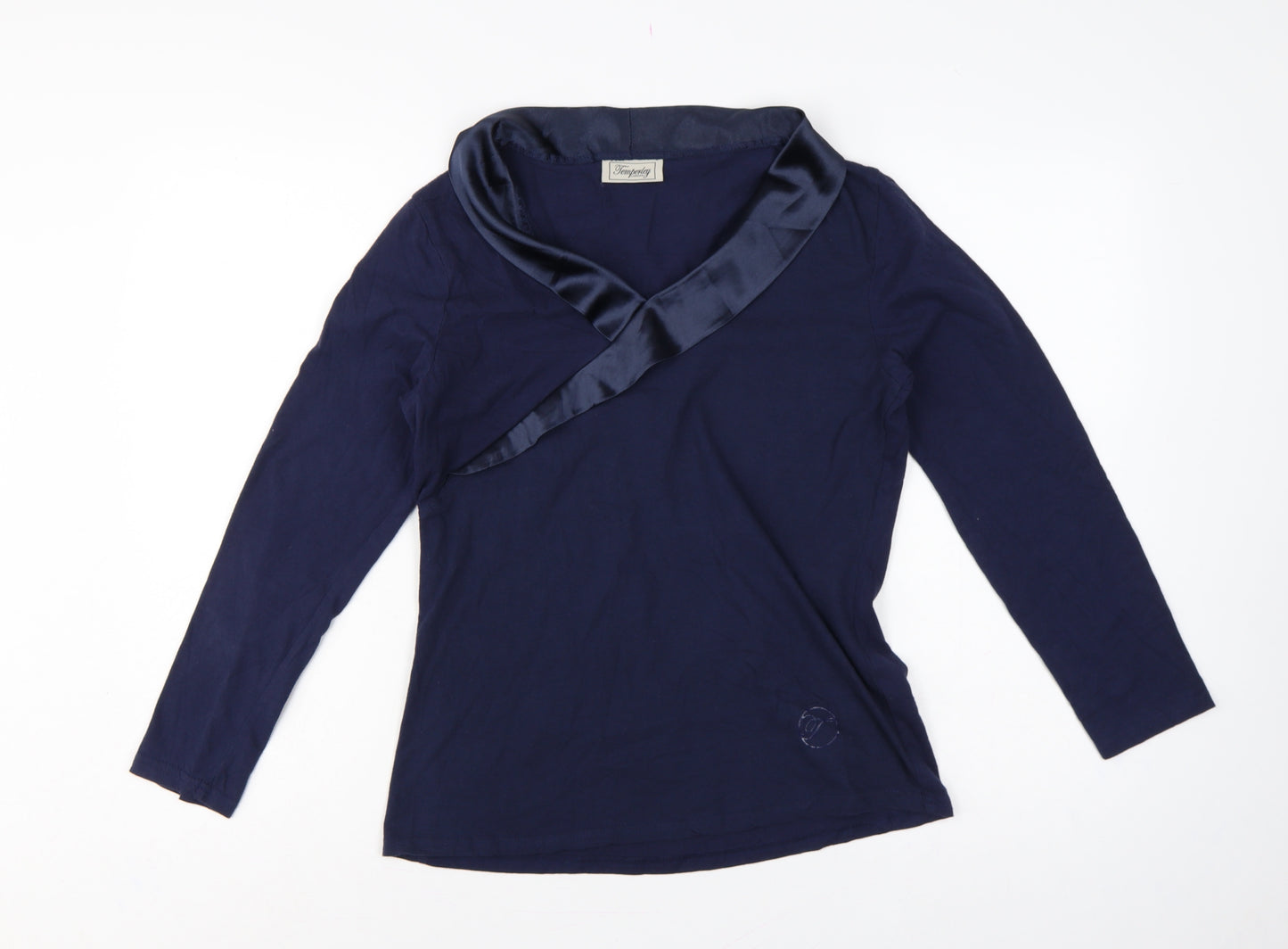 Temperley London Women’s Blue M Cotton Wrap V-Neck Long Sleeve Blouse