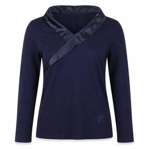 Temperley London Women’s Blue M Cotton Wrap V-Neck Long Sleeve Blouse