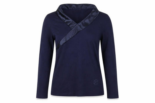 Temperley London Women’s Blue M Cotton Wrap V-Neck Long Sleeve Blouse