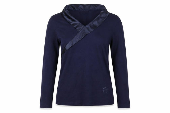 Temperley London Women’s Blue M Cotton Wrap V-Neck Long Sleeve Blouse