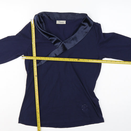 Temperley London Women’s Blue M Cotton Wrap V-Neck Long Sleeve Blouse