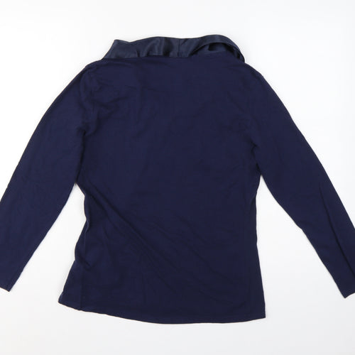 Temperley London Women’s Blue M Cotton Wrap V-Neck Long Sleeve Blouse