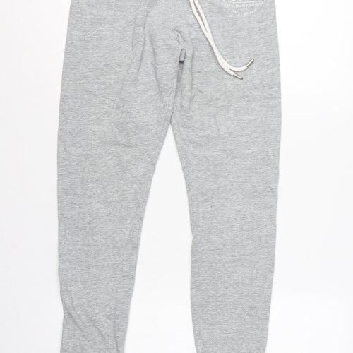 Jack Wills Women Grey UK 10 Logo Drawstring Cuffed Joggers