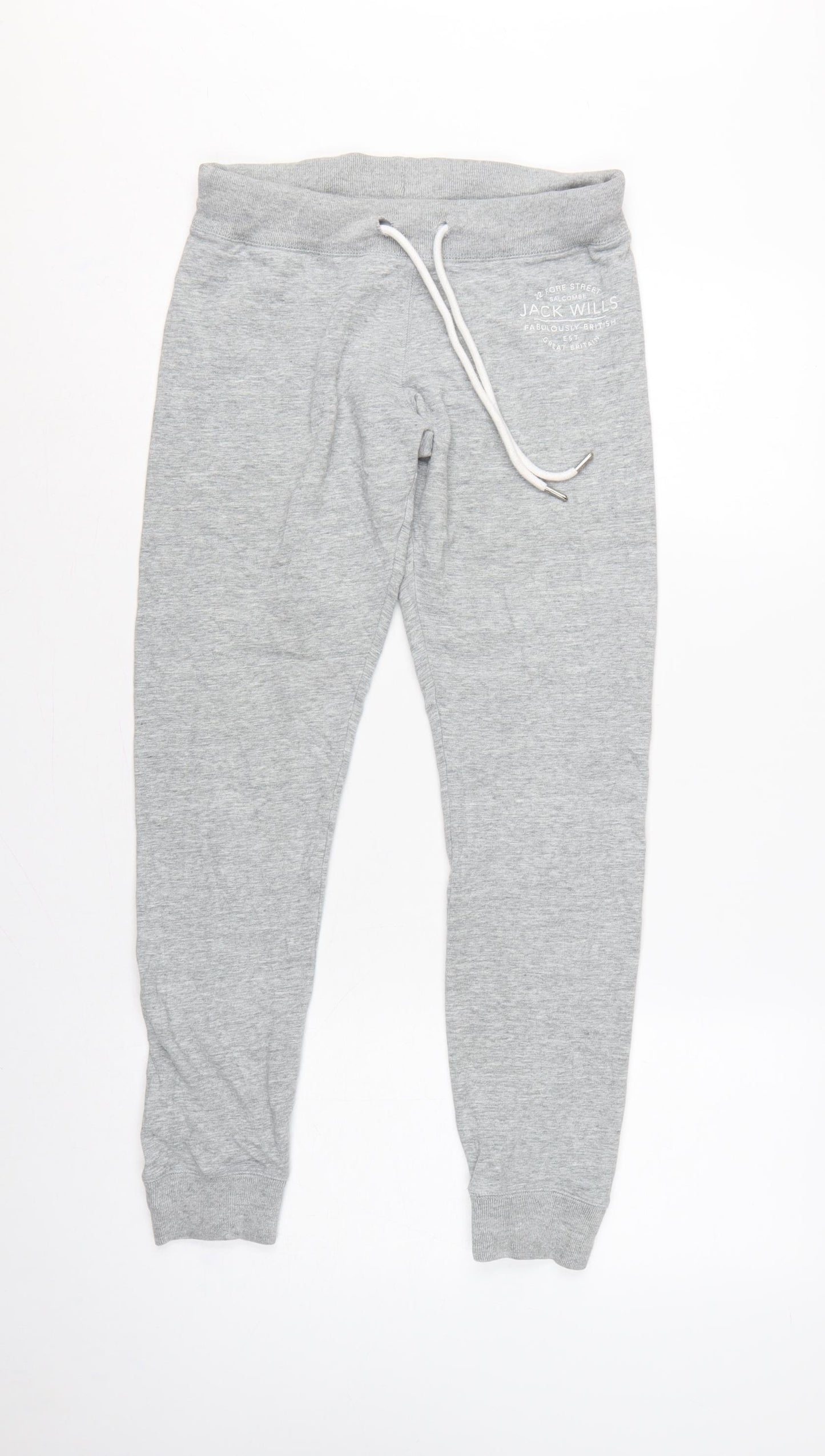 Jack Wills Women Grey UK 10 Logo Drawstring Cuffed Joggers