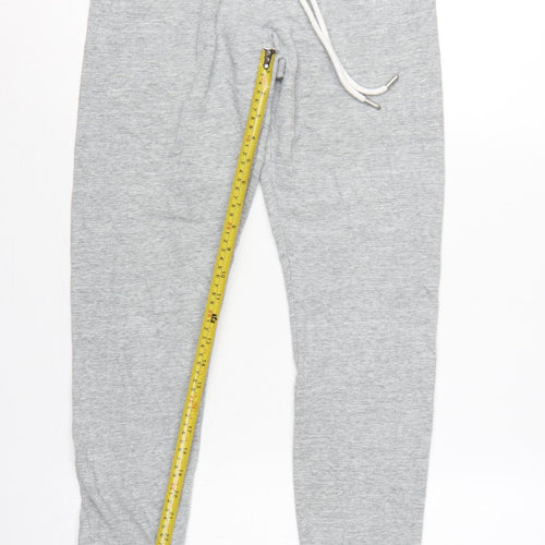 Jack Wills Women Grey UK 10 Logo Drawstring Cuffed Joggers