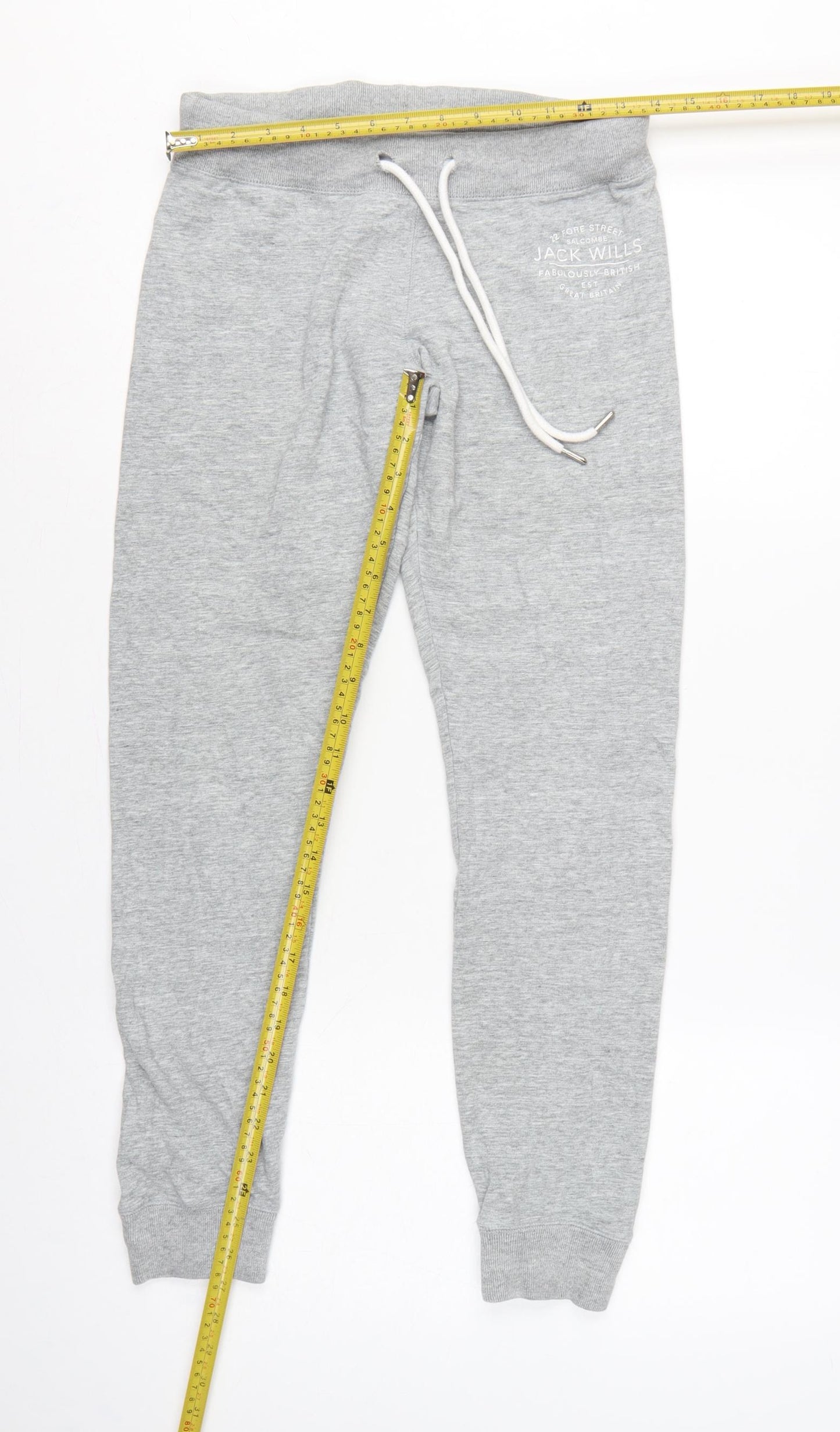 Jack Wills Women Grey UK 10 Logo Drawstring Cuffed Joggers