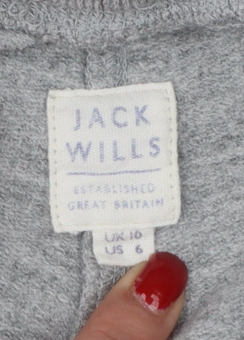 Jack Wills Women Grey UK 10 Logo Drawstring Cuffed Joggers
