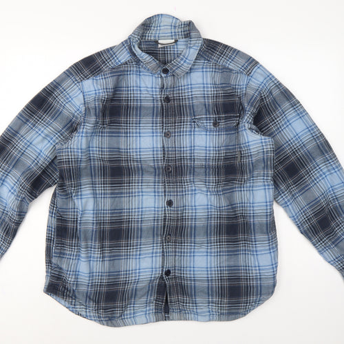 Columbia Men's Blue Plaid Cotton Long Sleeve Button-Up Shirt L