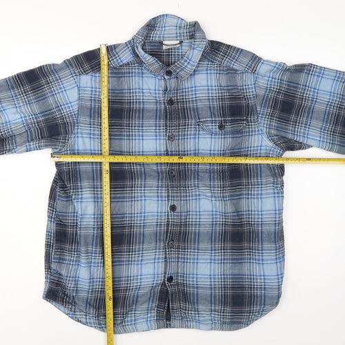 Columbia Men's Blue Plaid Cotton Long Sleeve Button-Up Shirt L