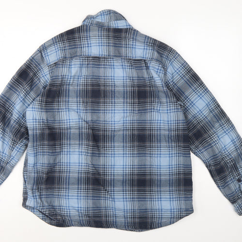 Columbia Men's Blue Plaid Cotton Long Sleeve Button-Up Shirt L